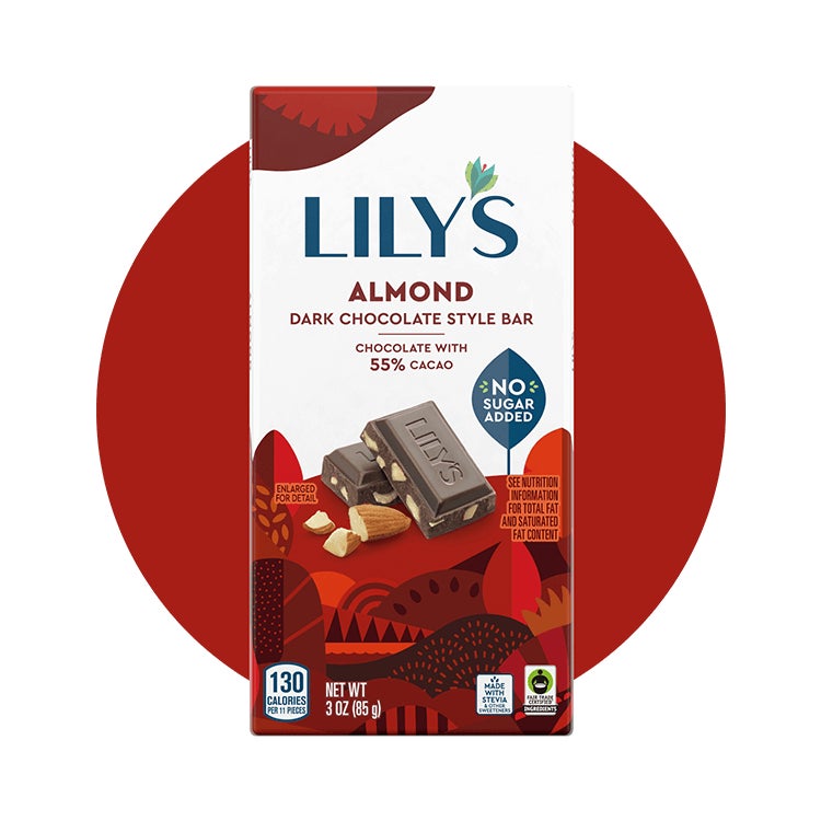 lilys almond dark chocolate style bar