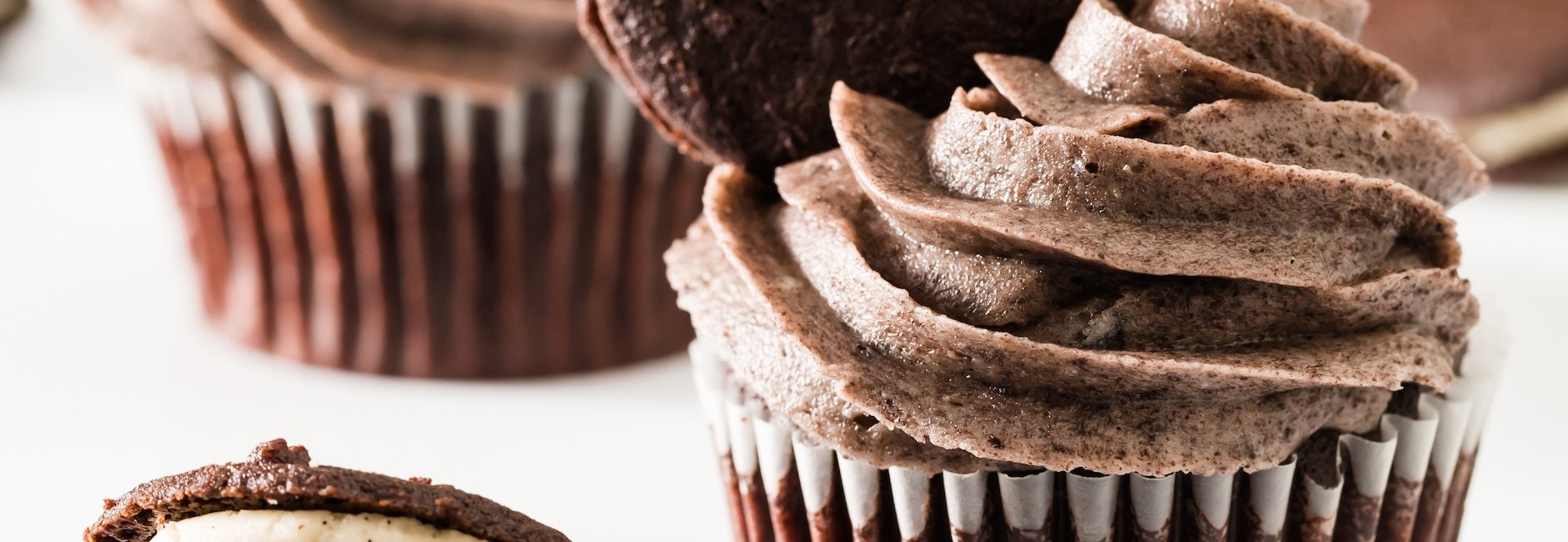 Chocolate Cookie Cupcakes with Cookies and Cream Frosting