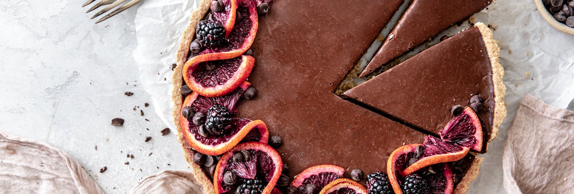 Dairy-free Blood Orange & Dark Chocolate Style Tart