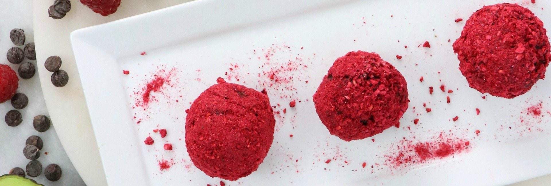 Dairy-free Dark Chocolate Style Raspberry Avocado Truffles