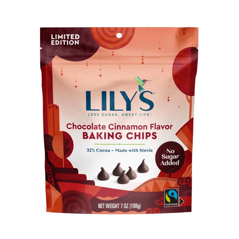 LILY'S Chocolate Cinnamon Flavor Baking Chips, 7 oz bag - Front of Package
