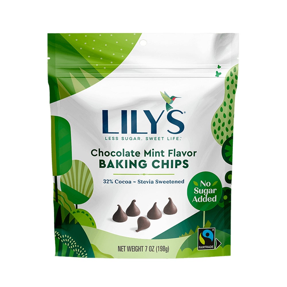 LILY'S Chocolate Mint Flavor Baking Chips, 7 oz bag - Front of Package