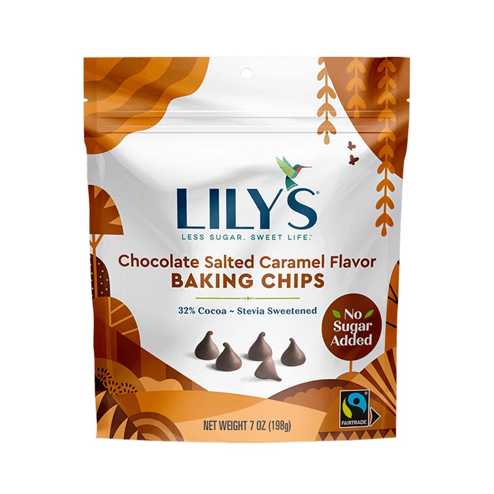 LILY'S Chocolate Salted Caramel Flavor Baking Chips, 7 oz bag - Front of Package