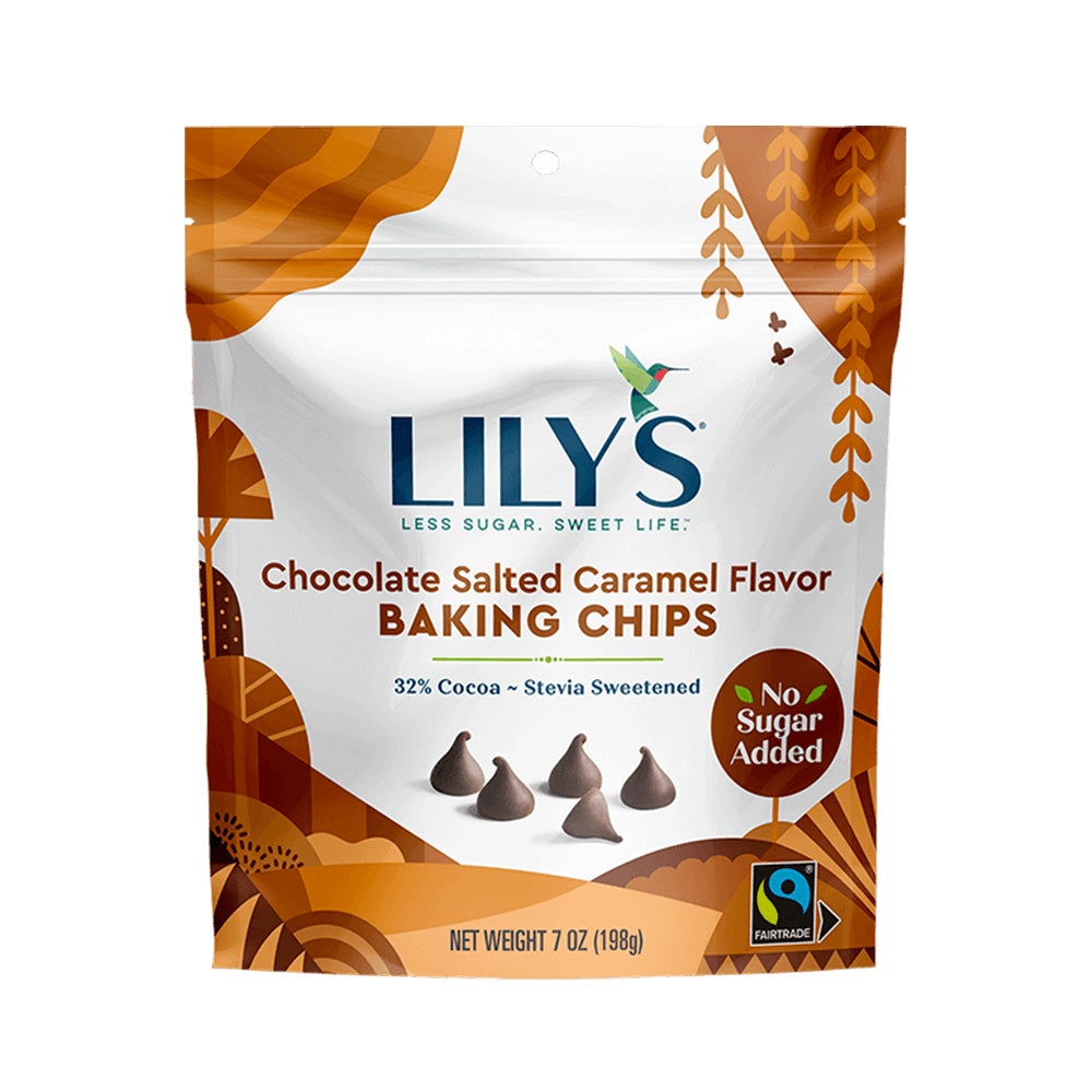 LILY'S Chocolate Salted Caramel Flavor Baking Chips, 7 oz bag - Front of Package