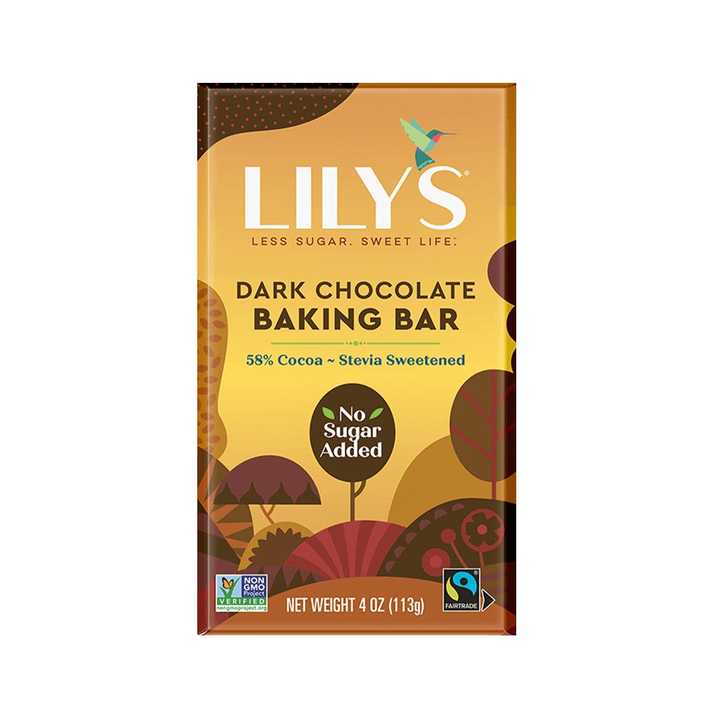 LILY'S Dark Chocolate Style Baking Bar, 4 oz - Front of Package