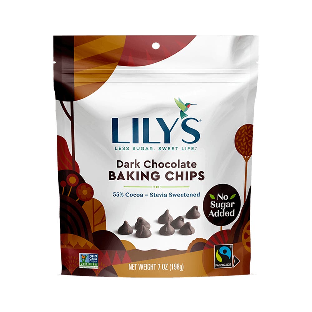 LILY'S Dark Chocolate Style Baking Chips, 7 oz bag - Front of Package