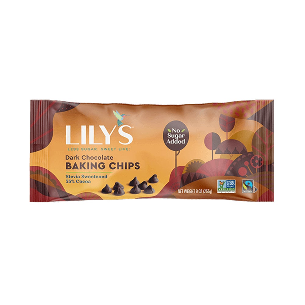 LILY'S Dark Chocolate Style Baking Chips, 9 oz bag - Front of Package