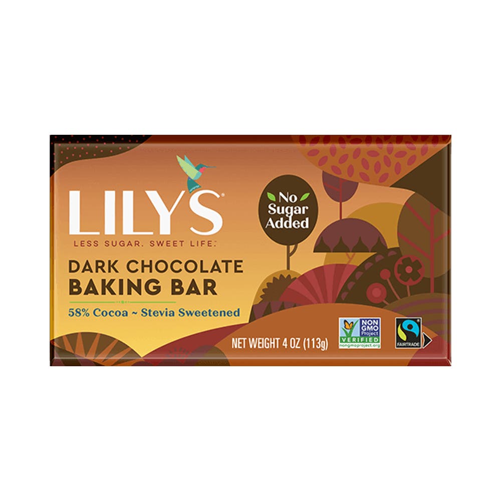 LILY'S Horizontal Dark Chocolate Style Baking Bar, 4 oz - Front of Package