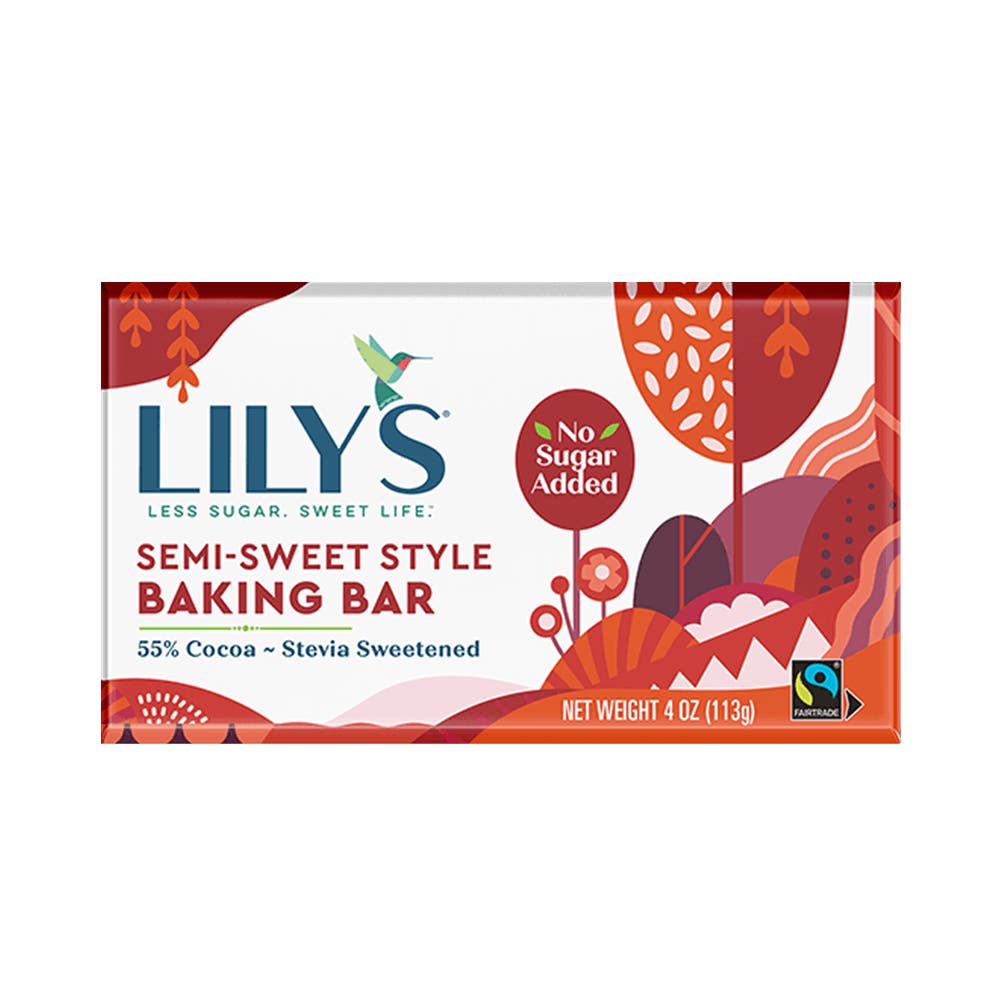 LILY'S Horizontal Semi-Sweet Style Baking Bar, 4 oz - Front of Package