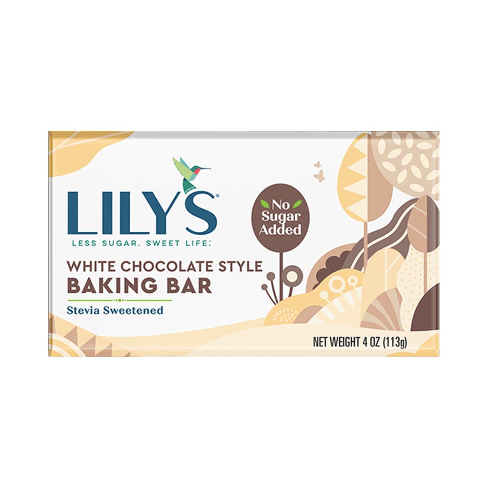 LILY'S Horizontal White Chocolate Style Baking Bar, 4 oz - Front of Package