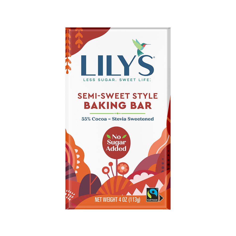 LILY'S Semi-Sweet Style Baking Bar, 4 oz - Front of Package