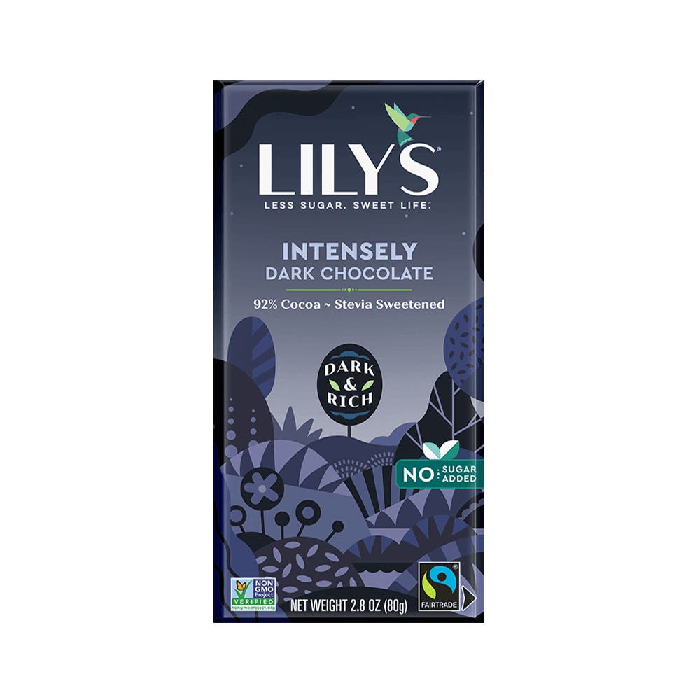 LILY'S Intensely Dark Chocolate Style Bar, 2.8 oz - Front of Package