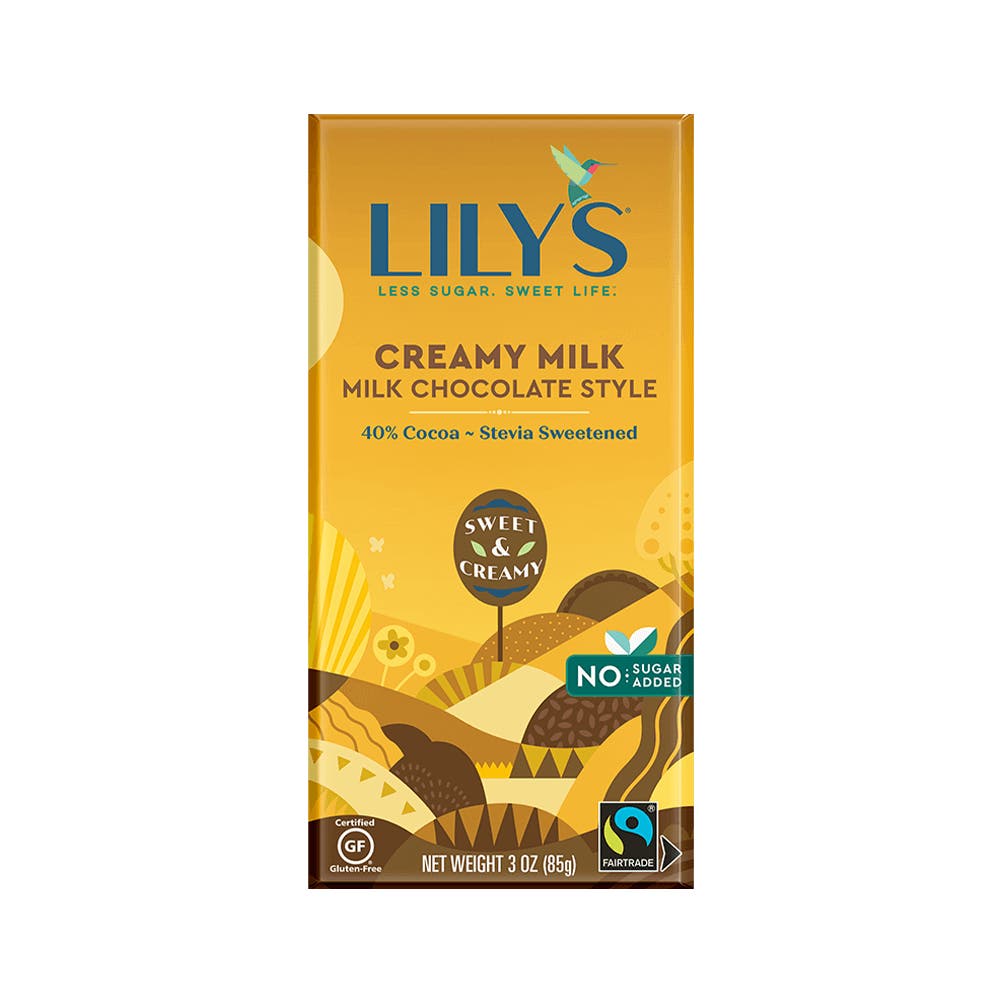 LILY'S Creamy Milk Chocolate Style Bar, 3 oz - Front of Package