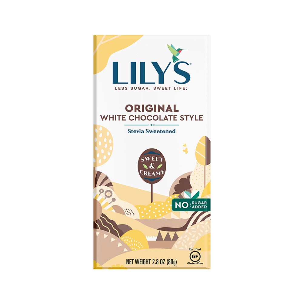 LILY'S Original White Chocolate Style Bar, 2.8 oz - Front of Package